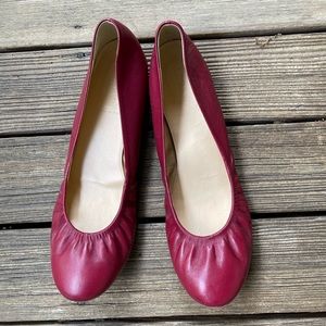 J. Crew Burgundy Italian Leather Ballet Flats